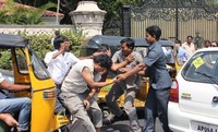 Ram Charan Assaults Car Driver Fighting Photos